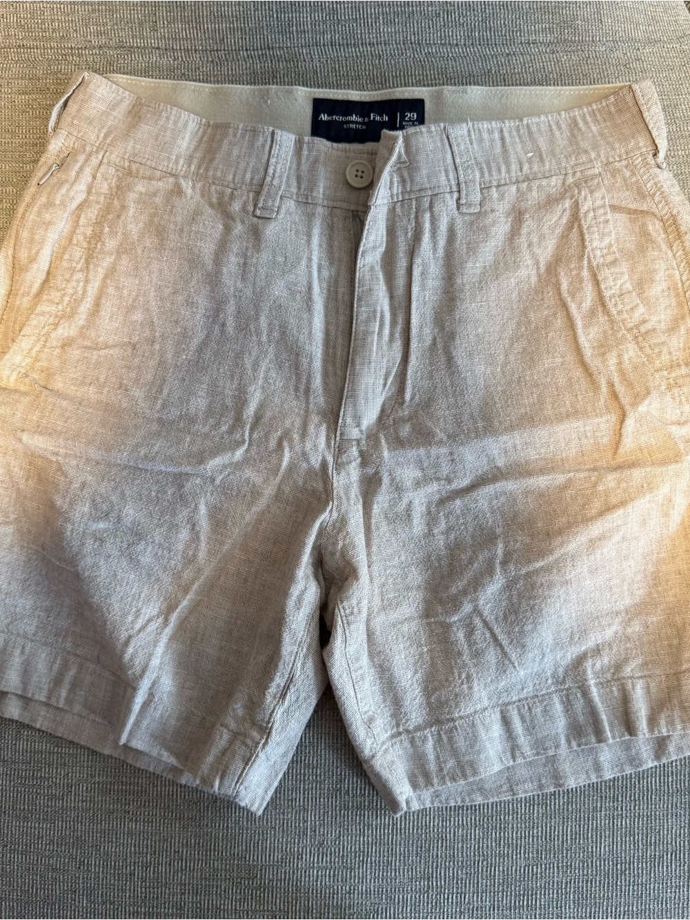 Abercrombie & Fitch Men's Linen Blend Light Tan Shorts